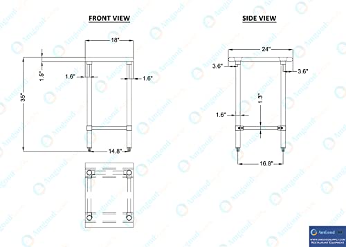 Image of AmGood Stainless Steel Work Table Open Base | Metal Work Bench (Stainless Steel Table Open Base, 18 inch Long x 24 inch Deep)