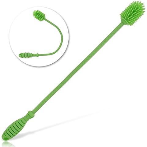 Acorn Baby Bottle Brush, 15in - Bendable Silicone Water Bottle Cleaner Wand with Silicone Bristles for Narrow Bottles Cover