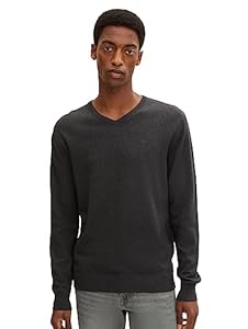 TOM TAILOR Herren Basic Strickpullover mit V-Ausschnitt
