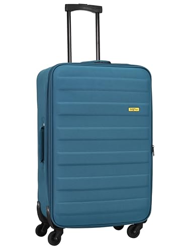 SIGN Stoffkoffer Reisekoffer Trolley (Handgepäck-Mittel-Groß-Set) + 5cm Dehnungsfuge (Pastellblau, Mittlerer Koffer (70cm))