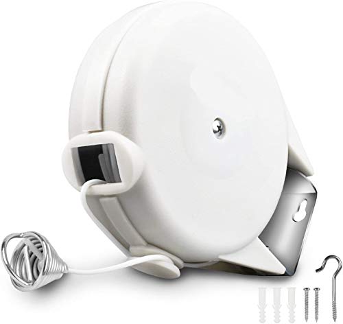 COLIBYOU Outdoor 40ft Adjustable Travel Heavy Duty Portable Clothesline Rope, Indoor Clothesline Dryer Kit (40ft-White)