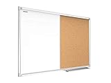 OBERFLÄCHE - bestehend aus zwei Teilen - einem magnetischen, trocken abwischbaren Whiteboard, hergestellt aus hochwertigem, weiß lackiertem Blech und einer Kork-Pinnwand mit selbstheilender Kork-Oberfläche, hergestellt aus hochwertigem Natur-Kork