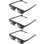 3 Pack Thug Life Sunglasses, Mosaic Pixel Sunglasses Funny Glasses for Party Dress Up Costume Accessories, Unisex Photo Props, Party Favors