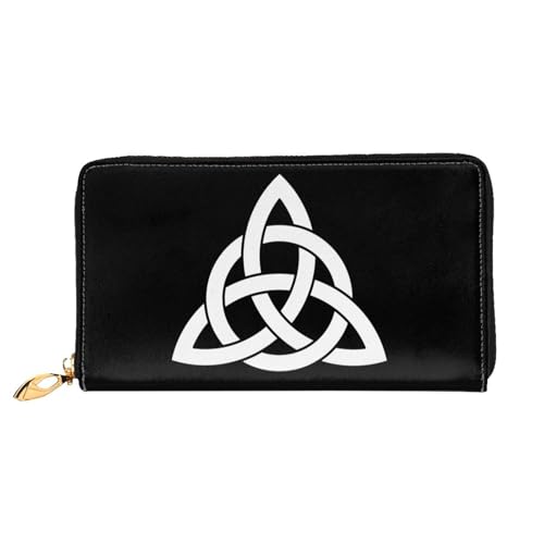 Celtic Knot Irish Long Leather Clutch Wallet with Dual-Sided Print - Storage bag (12 Card Slots, Zippered Coin Pocket)