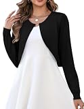 Zeagoo Women's Shrug Sweaters Long Sleeve Knit Bolero Lightweight Casual Cardigan Sweaters for Women A-Black