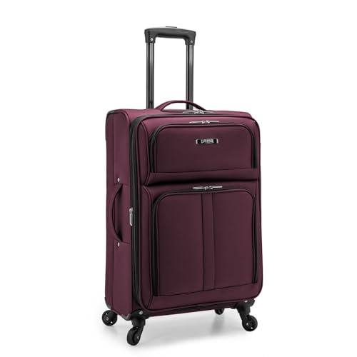 Image of U.S. Traveler Anzio Softside Expandable Luggage with Spinner Wheels, Burgundy, 26-Inch Medium