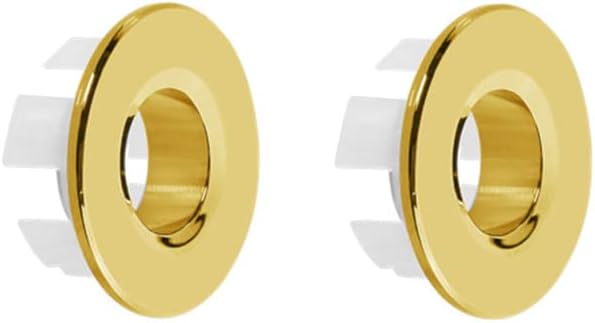 2 Pack Sink Overflow Ring Brushed Gold Bathroom Vanity Sink Overflow Cover Insert in Round Trim Cap Brass Material