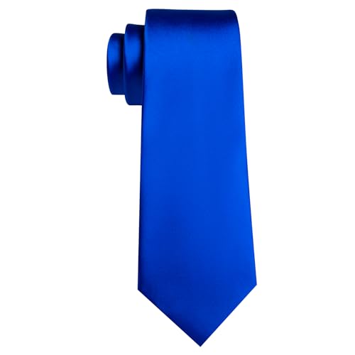 Image of Barry.Wang Plain Men Silk Ties Extra Long Satin Necktie for Wedding Business Handkerchief Cufflinks Set Solid Colors