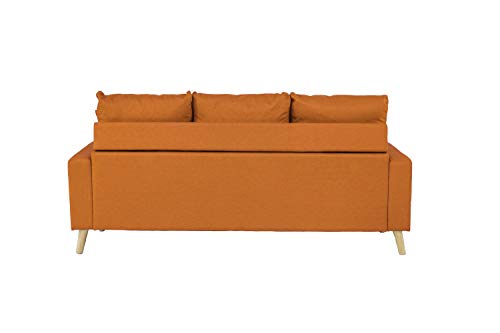 Divano Roma Furniture Middle Century Modern Linen Fabric Small Space Sectional Sofa with Reversible Chaise (Orange)