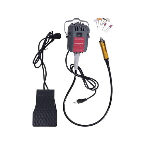 Rotary Tool Flex Shaft 230W 0.3-6.5mm Clamping Range Flex Shaft Hanging Grinder 0-18000 RPM Carver Rotary Tool 6mm Chuck with 9 Grinding Heads 1 Foot Switch Forward and Reverse Rotation