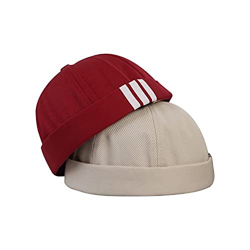 Image of CLAPE Beanie Docker Cap Mens Brimless Hats Sailor Fisherman No Visor Cap Rolled Cuff Harbour Hat Casual Skull Caps