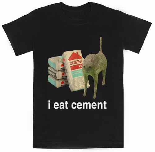 I Eat Cement Cursed Cat Funny Short Sleeve T-Shirt Black Kids Tee, Black, 12 Years