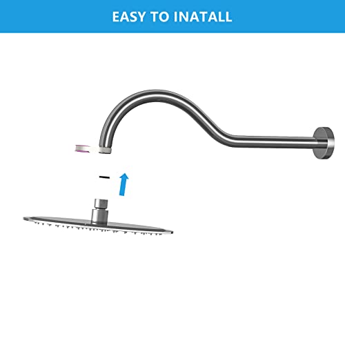 Shower Extension Arm - Lordear 17 Inch S Shape Shower Arm Gooseneck Extender Shower Arm With Flange, Stainless Steel Chrome Perfect For Rain Shower Heads #TOP3