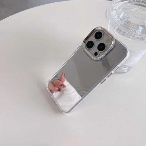 Housse miroir iPhone 15 Pro argent reflets métalliques antichoc