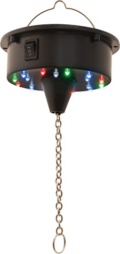 FXLAB - Motore a sfera a specchio alimentato a batteria con luci LED colorate luminose che lampeggiano alla musica con catena da appendere per discoteca, spettacolo, feste, decorazione