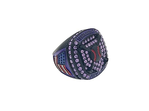Discount Sports Rings Home Plate BLACK BODY Finalist Ring, Premium Softball Baseball Ring/Player/Team Awards/Tournament Rings (Purple)