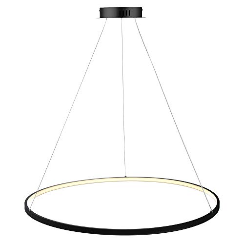 Lampadario a sospensione a cerchio in metallo nero minimalista con luce