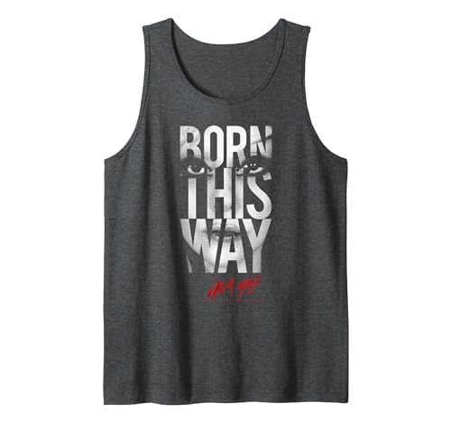 Image of Lady Gaga Born This Way Text Music by Rock Off Tank Top, Men, Dark Heather Grey, XX-Large