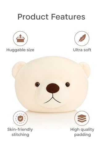 Image of Fun4you Panda Pillow Soft Toys for Kids Cute Plush Cushion Toy, Stuffed Animal Pillow, Baby Cuddly Toy, Washable & Huggable Birthday Gift for Boys & Girls, Home Decor Plush (Cream, 35 cm)