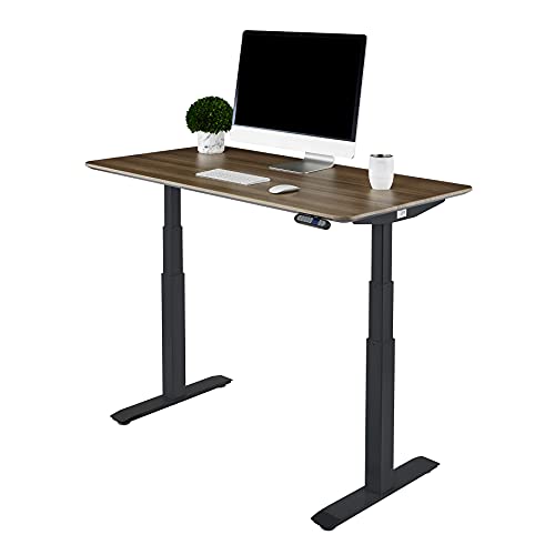 Image of Seville Classics AIRLIFT Pro S3 54 inch Solid-Top Commercial-Grade Electric Adjustable Standing Desk (51.4 inch Max Height) Table - Black /Ashwood