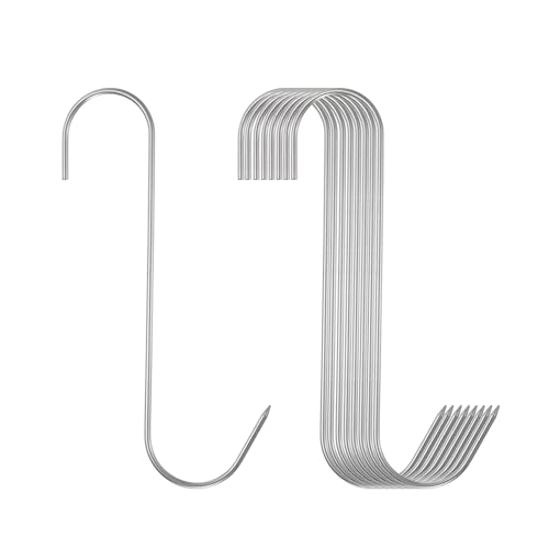 QUARKZMAN 8pz Ganci per Carne da 7 in Acciaio Inossidabile 304 Ganci da Macellaio a Forma di S, per Appendere Affumicare, Grigliare, Costolette di Manzo, Bbq (Carico Max 11 Libbre)