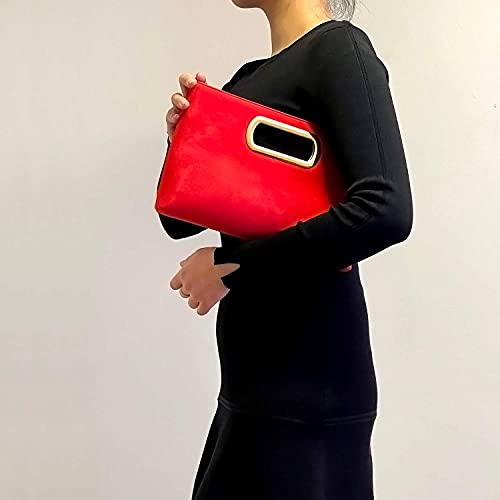 Image of Top Handle Faux Suede Clutch