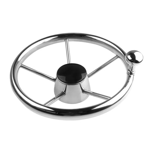 Windzerdong 1pcs Boat Accessories Steering Wheel With Knob Stainless Steel 5 Spoke 25 Degree 11'' (279.4mm) For Marine Yacht