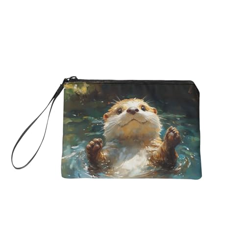 COEQINE Cute Sea Otter Wallet Women Small Wristlet for Girls Cin Purse with Zipper for Birthday Travel4