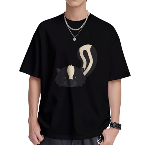 T-shirt en coton frais homme coupe droite col rond anti-transpiration imprimé mouffette S