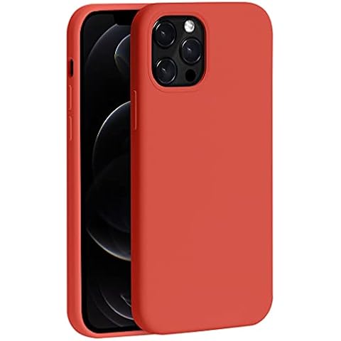 iATO Silicone Case for iPhone 12 Pro Max Beautiful Premium Rubber Smooth Texture Silicone with Soft Microfiber Protective Shockproof Thin Cover. Supports Wireless Charging. Orange Cover