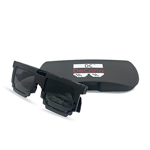 Image of DC DECORIO Thug Life Sunglasses Pixel Gangsta Life Funny Novelty Shades With Box Packing (SOLID-BLACK)