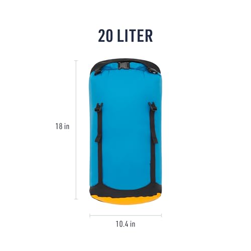 Image of Sea to Summit eVac Compression Dry Bag, Waterproof Compression Sack, 20 Liter, Turkish Tile Blue