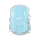50Pcs Blue Portable Soap Sheets, Mini Portable Travel Soap Paper Sheets Disposable Water Soluble Hand Washing Bath Scented Paper Camping and Shampoo for Outdoor, Camping Hiking Personal Care