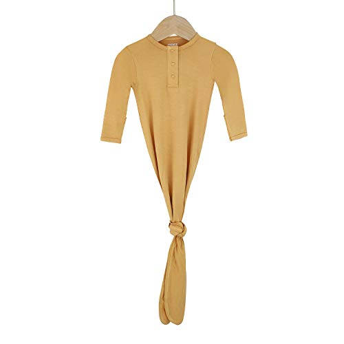 Image of TWINOR Knotted Baby Gown Long Sleeve Baby Sleeping Bags Super Soft Bamboo Nightgowns (camel, 3-6M)