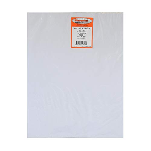 Clearprint 1000H Design Vellum Sheets, 16 Lb., 100% Cotton, 17 X 22 Inches, 10 Sheets Per Pack, 1 Each (10201220) #TOP1