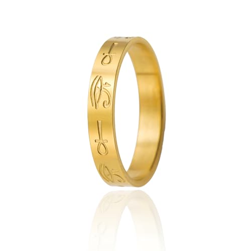Bague Œil d'Horus Croix Ankh pour femmes hommes Bagues de doigt en acier inoxydable pour l'Égypte...