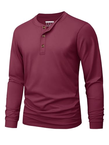 Image of MAGNIVIT Men's Long Sleeve Henley Shirts Cotton 3-Button Spring Casual T-Shirts Solid Color Soft Basic Tops 2026