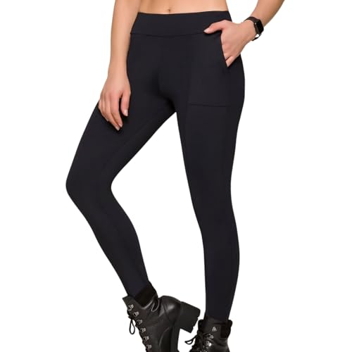SELENE Legging Montaria Zero Transparência Com Bolso Casual, Preto, G