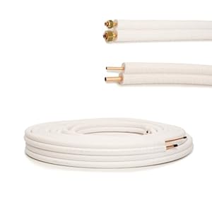 Idoneo Linea Liaison frigorifique 1/4 3/8 | Tuyau de Cuivre Tube en Cuivre pour Climatiseur| Tuyau clim 1/4 3/8 | Tube climatisation split| 9000/12000 BTU| 1-25m(Avec Écrous, 12m)