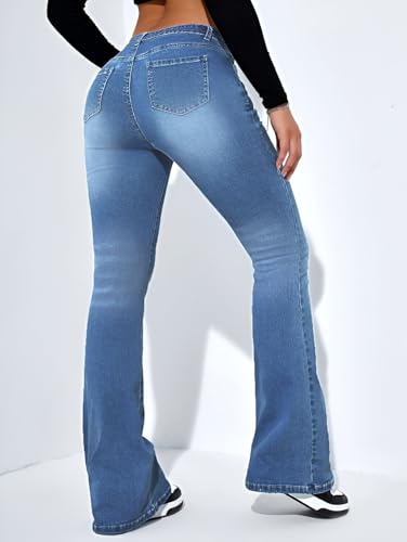 Image of Ben Martin Women's High Waist Jeans || Flared Bell Bottom Bootcut Pants || Wide Leg Stretch Denim - Perfect for Travel, Party & Everyday Use - Sizes 26-40 (1)