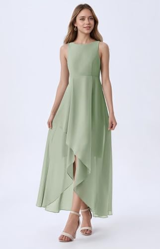 Junior Bridesmaid Dresses for Teen Girls Chiffon Flower Girl Dress for Wedding High Low Pageant Dress2