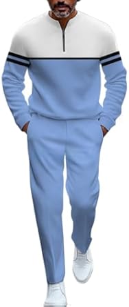 Conjunto de jaqueta e calça masculina de duas peças para esportes casuais de manga comprida