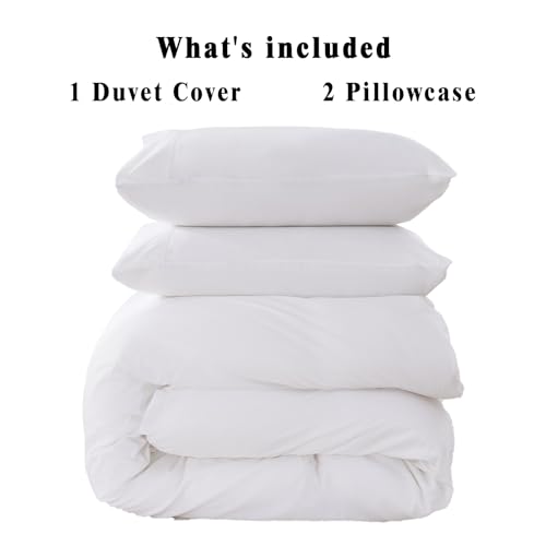 Overket QUEEN Size Luxury 400 Thread Count Duvet Cover Queen Size Sateen Comforter Cover Soft And Breathable Cooling Bedding Set 3 Piece（White;Queen） thumb #4