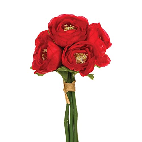 Atmosphera - Bouquet de 6 renoncules artificielles - H25 cm - Rouge