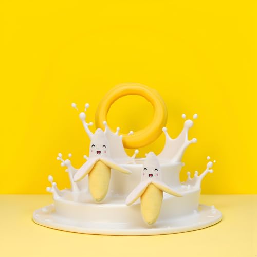 Cldaisy Quietschspielzeug für Welpen, Plüsch, Banane, Quietschspielzeug, Gelb, 2 Stück