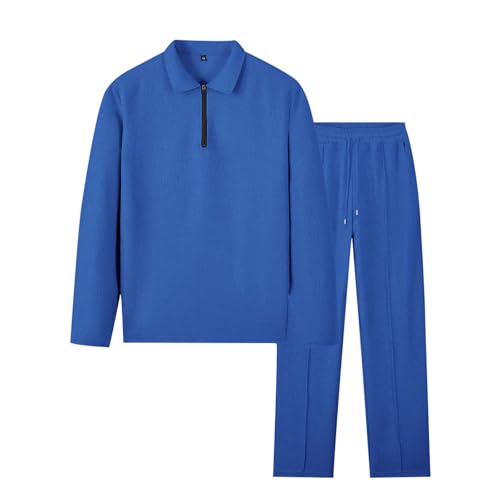 Mens Track Suits 2 Piece Set Waffle Quarter Zip Casual Athletic Jogging Outfits Long Sleeve Track Suits for Men Set4