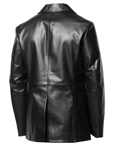 TIPTOP Men’s Genuine Leather Blazer Jacket – Double Breasted Black Coat | Formal Slim Fit Biker Style Outerwear4