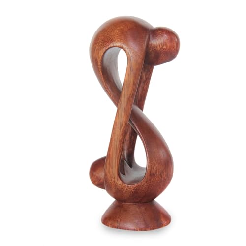 NOVICA Romantic Love Suar Wood Abstract Human Figure Sculpture, 7.5