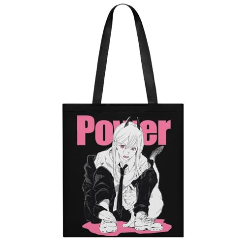 チェンソーマン トートバッグ レディース ショルダーバッグ 肩掛けバッグ 大きめ キャンバストート 帆布 トートバッグ 大容量 無地 通学 旅行用 ファスナー付き