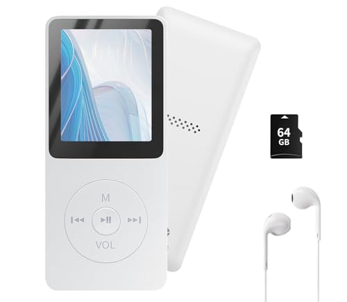 MP3プレーヤー 音楽プレイヤー 多機能 ミュージックプレイヤー【スピーカー内蔵&64GBSDカード内蔵&有線イヤホン】64GBメモリーカード付き 最大128GB拡張可能 大画面 HIFI音質 有線 無線 操作簡単 ウォークマン ロックボタンミニポータブル